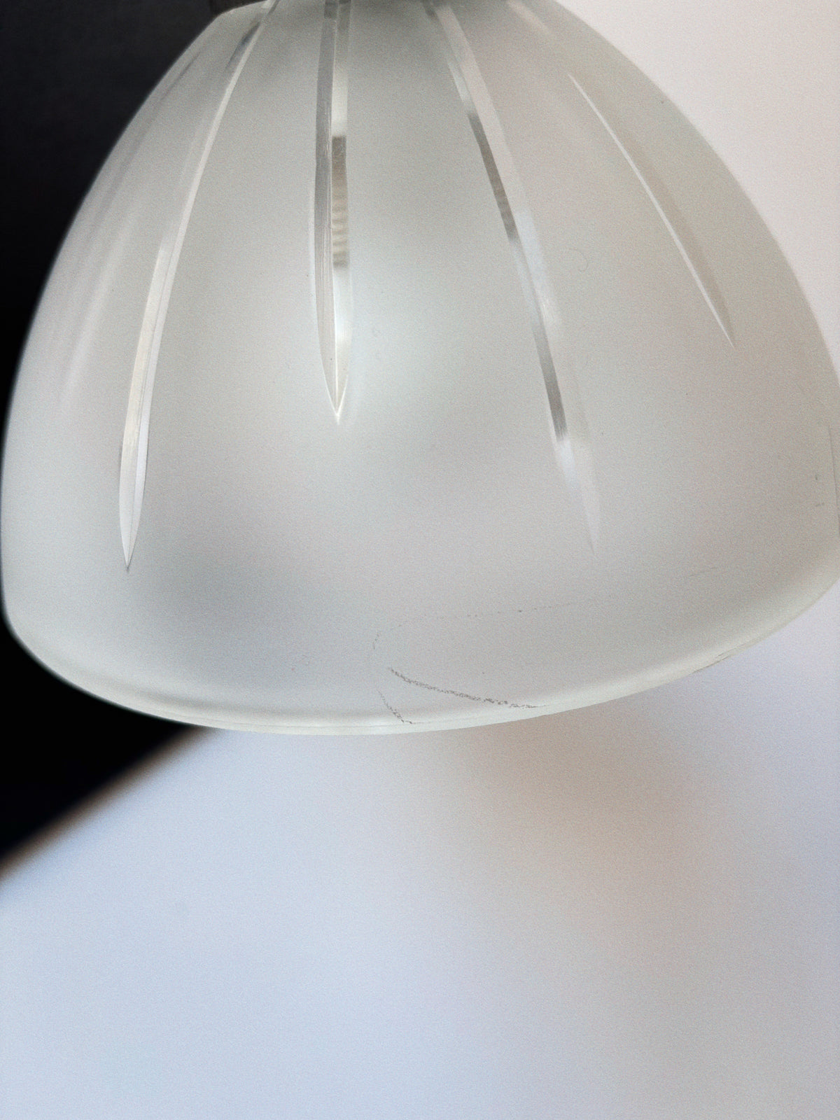 Arched Metal and Glass Lamp, Italy c. 1990’s - 2000’s — close-up of frosted glass shade