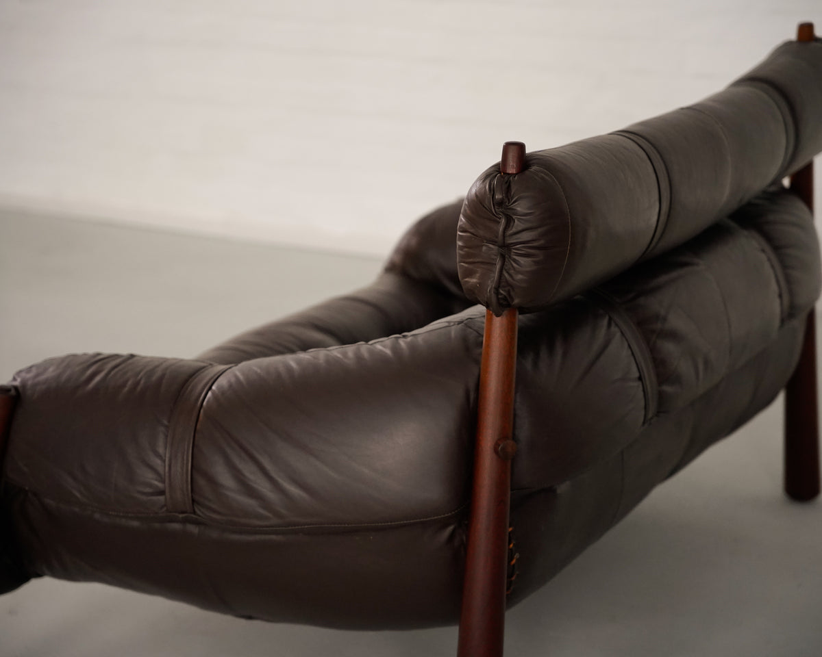 MP-81 2-seater Sofa by Percival Lafer for Lafer MP — top view of brown leather upholstery