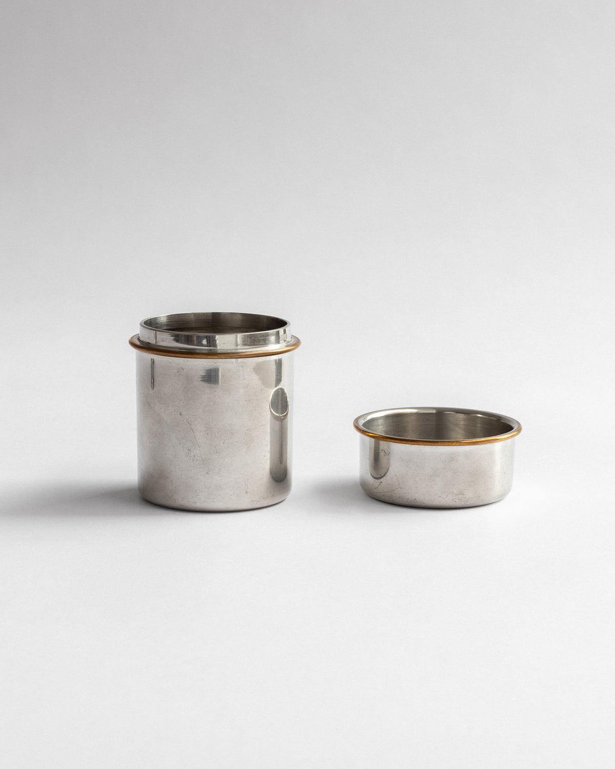 Pewter and Brass Lidded Vessel by Estrid Ericson for Svenskt Tenn, 1955 — side angle