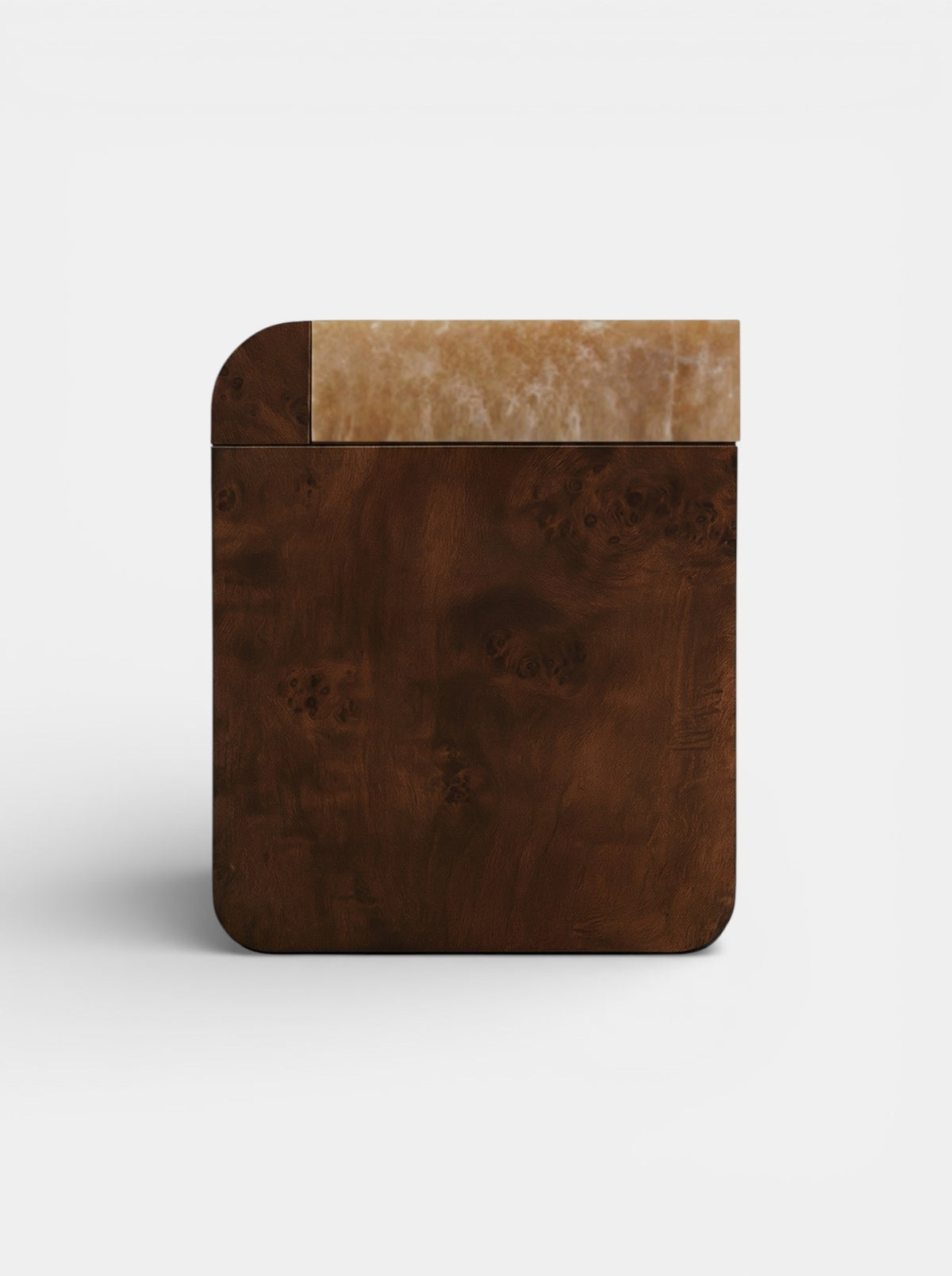Amo Burl Wood and Honey Onyx Storage Table by Marbera | The Oblist