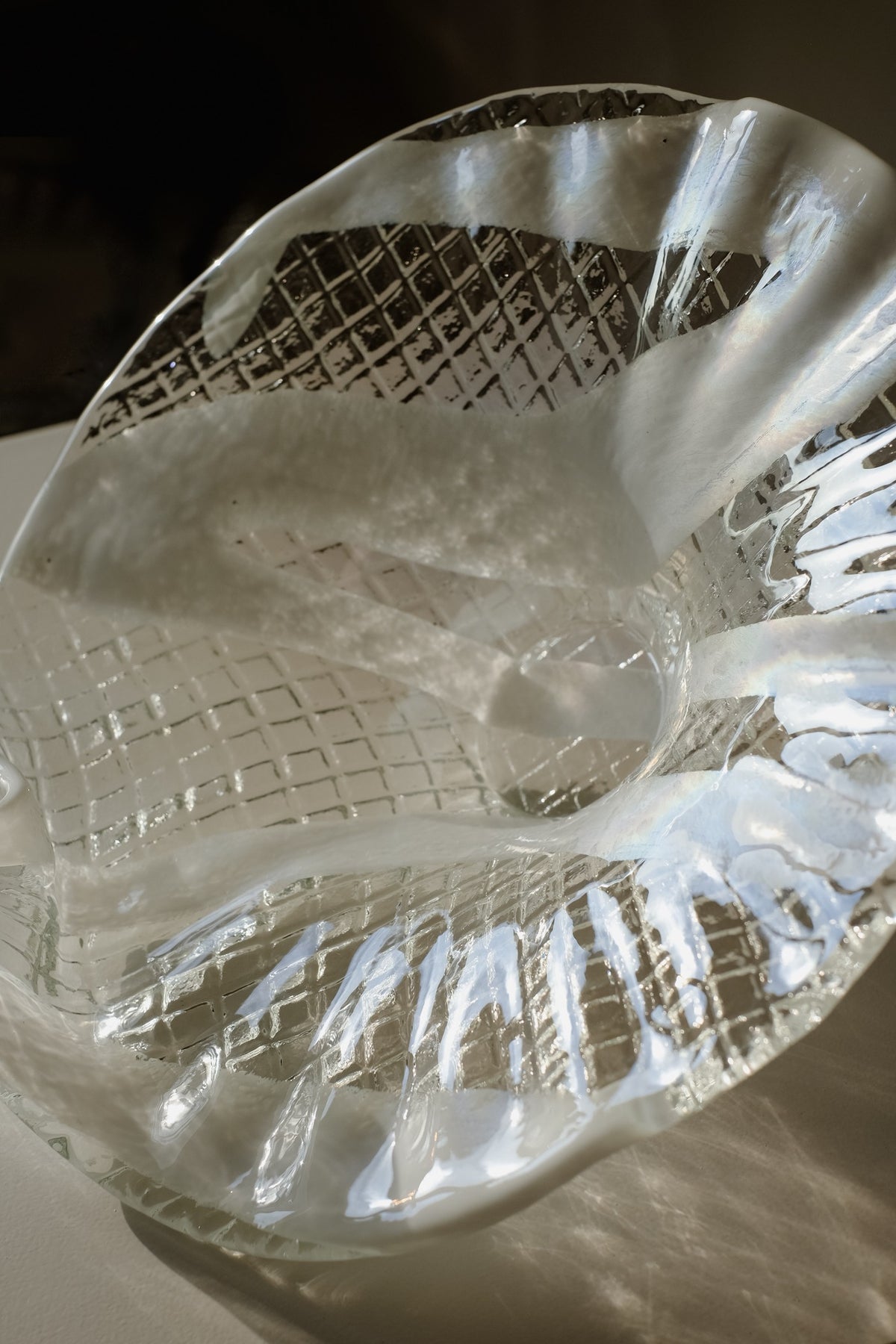 Italian Glass Bowl — top view highlighting textured glass surface