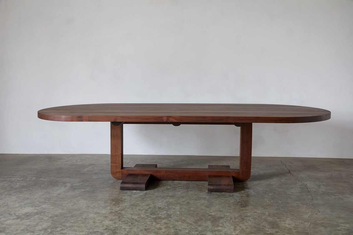 Alpen Long Dining Table — side view highlighting rich walnut finish