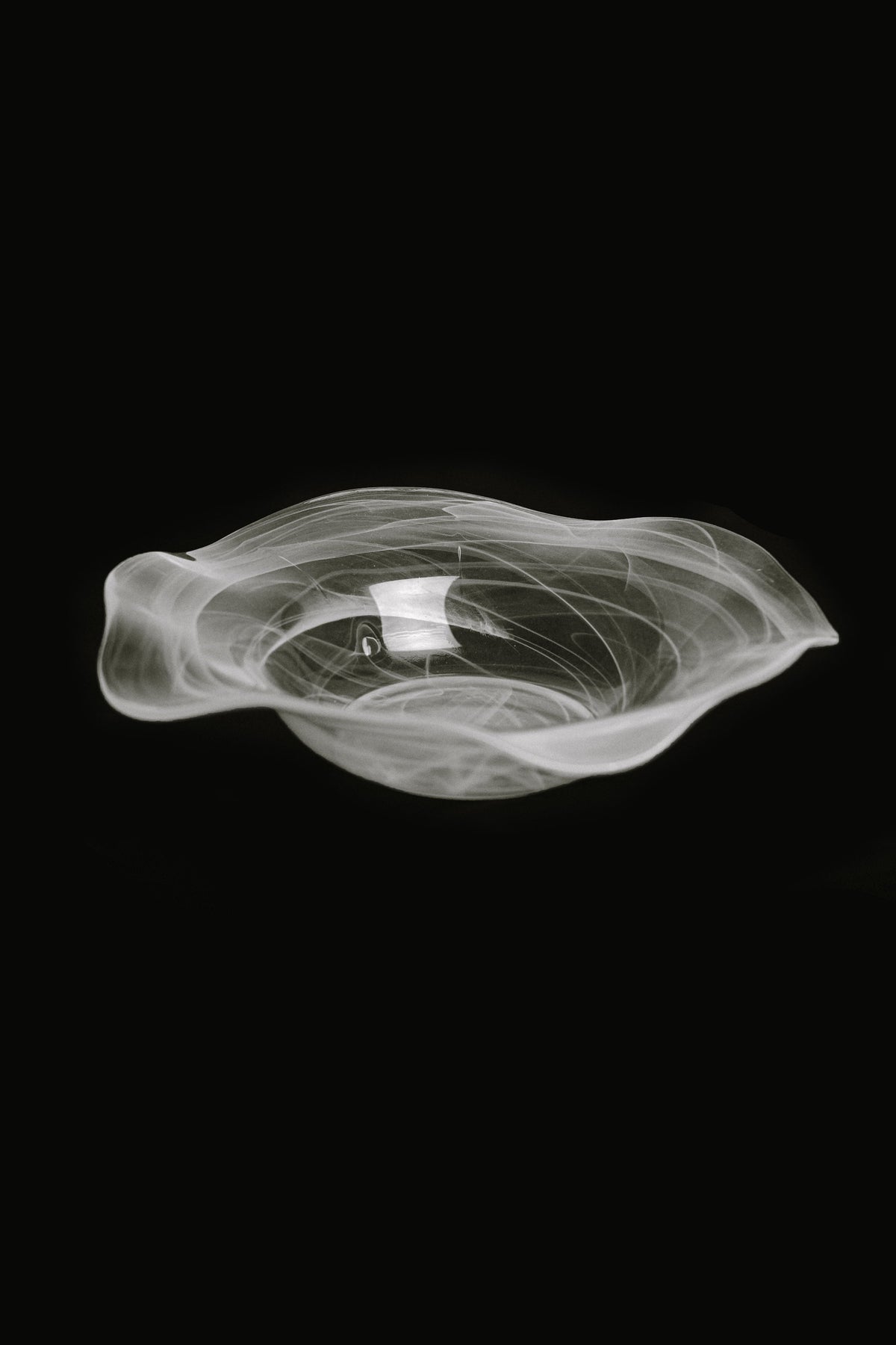 Swirl Glass Bowl — close-up view of translucent glass texture