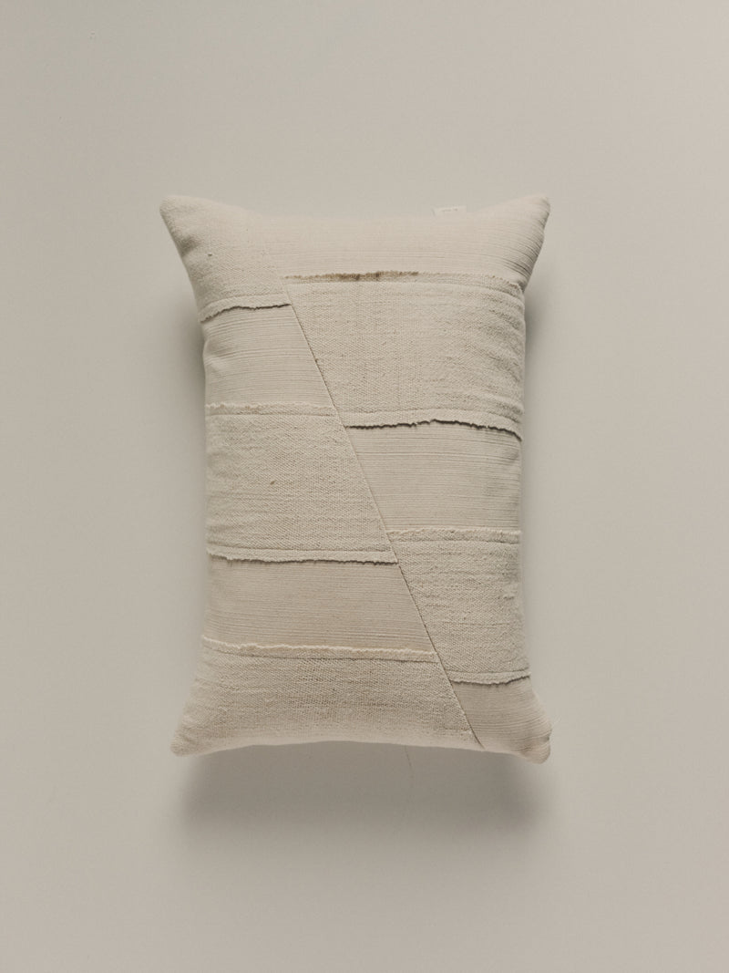 Handwoven white cushion in cotton and hemp  by Elle La | The Oblist