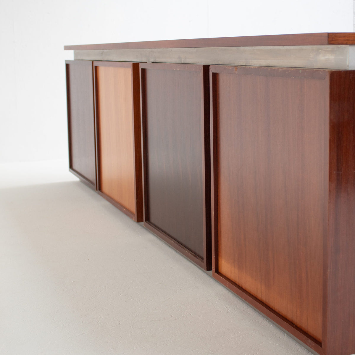 Brown Acerbis Cabinet with Chrome Doors — side view of wooden doors
