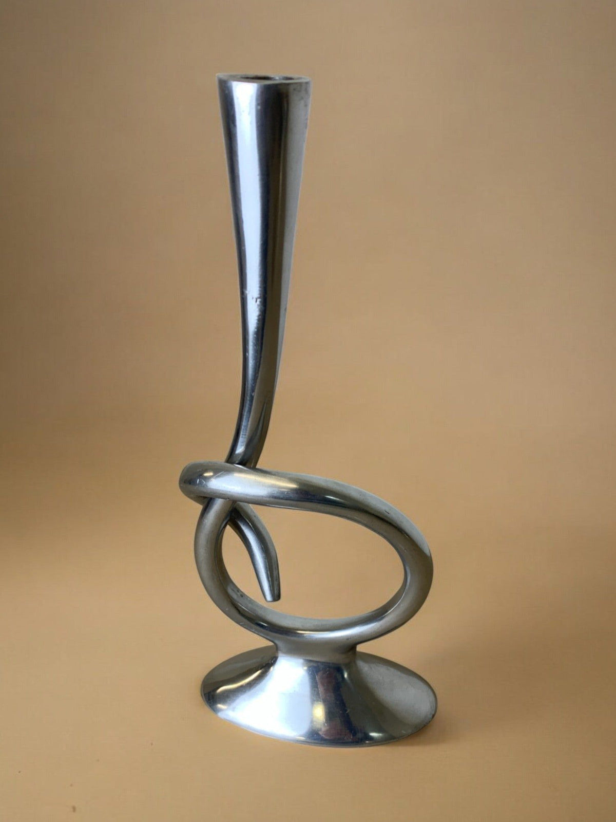 Biomorphic Candleholder, Solid Aluminum, Spain, 1970s — detail view