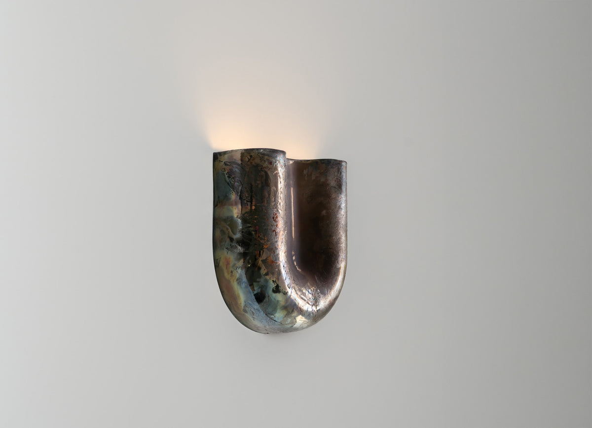 Onda Raku Copper Wall Sconce — close-up
