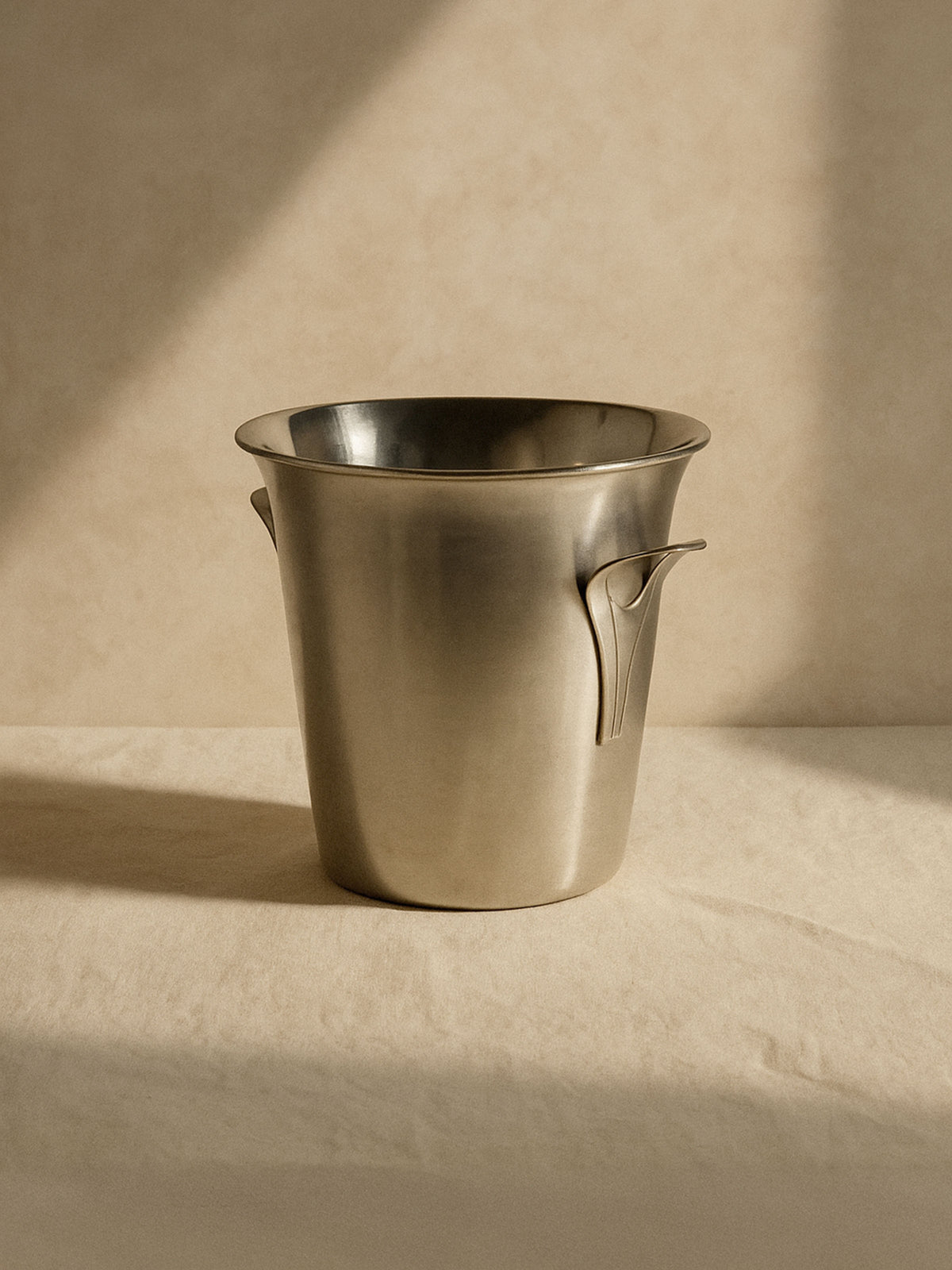 French stainless steel champagne ice bucket with elegant handles