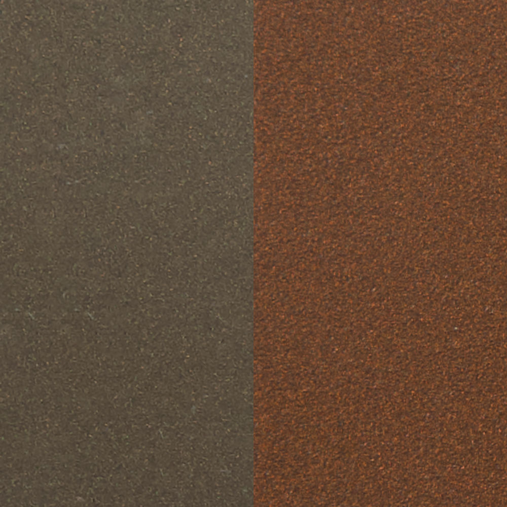 Two-tone leather detail showing olive green and cognac brown textures of Double Jeu coffee table