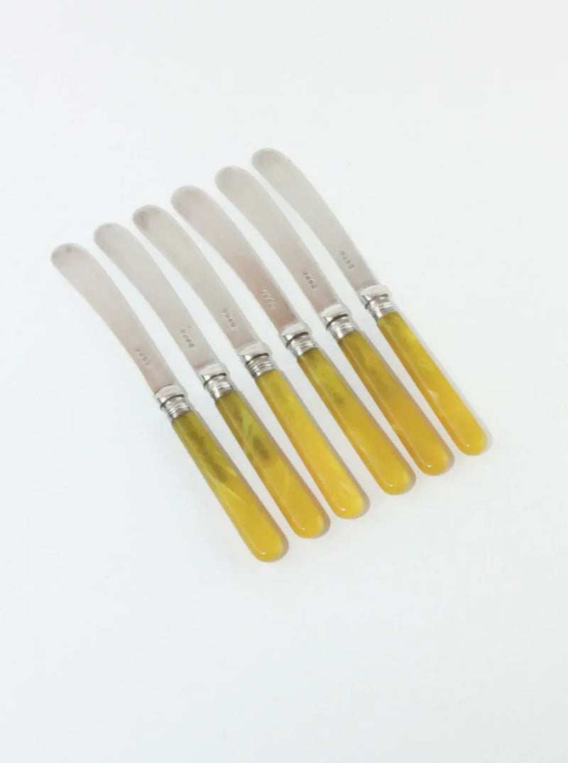 Set of 4 stainless steel spreader knives with wooden handles