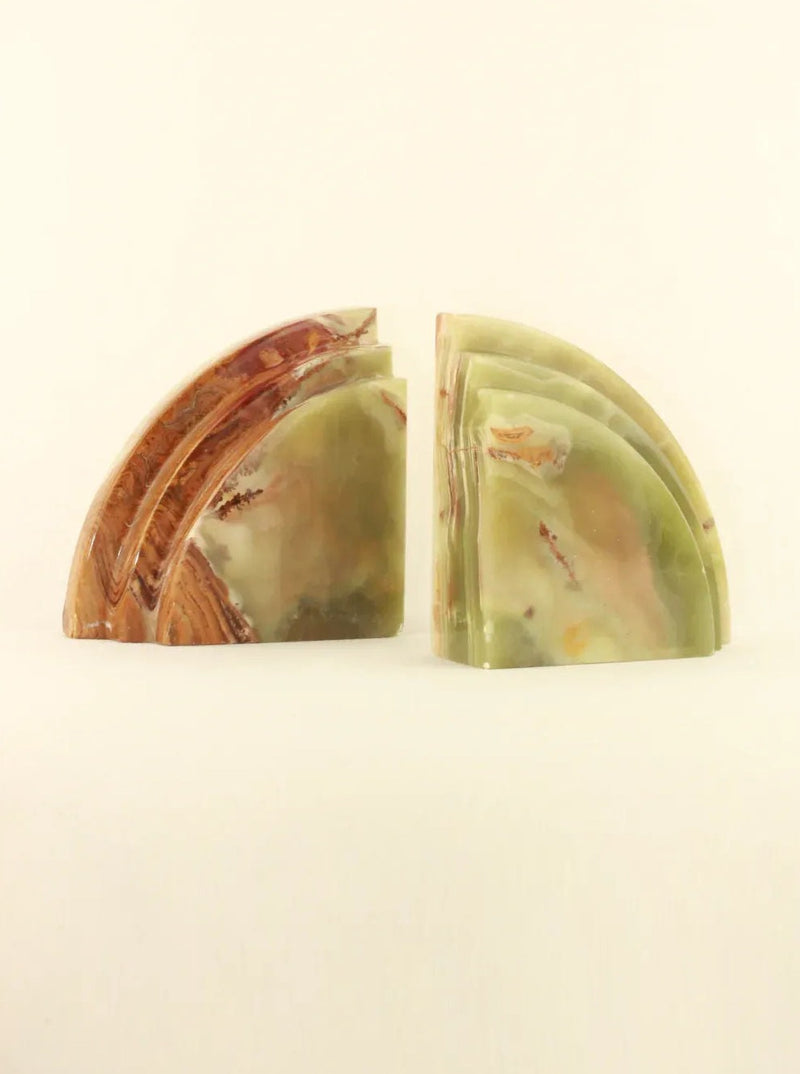 Handcrafted Onyx Bookends with Natural Marble Patterns for Stylish Home Décor