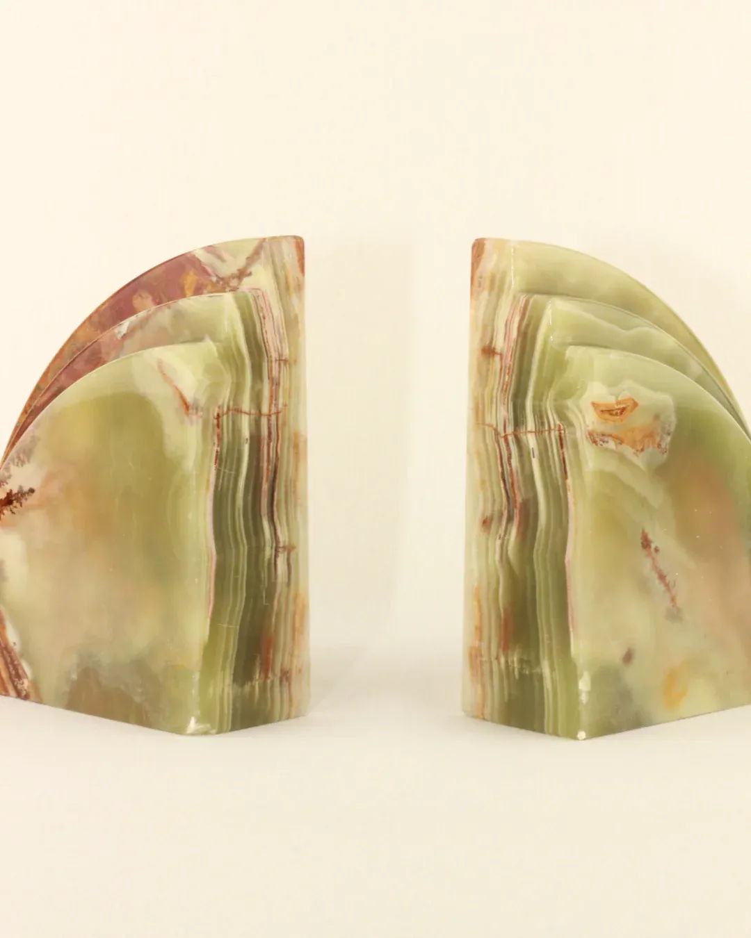 Pair of elegant solid onyx bookends with sleek black marble finish