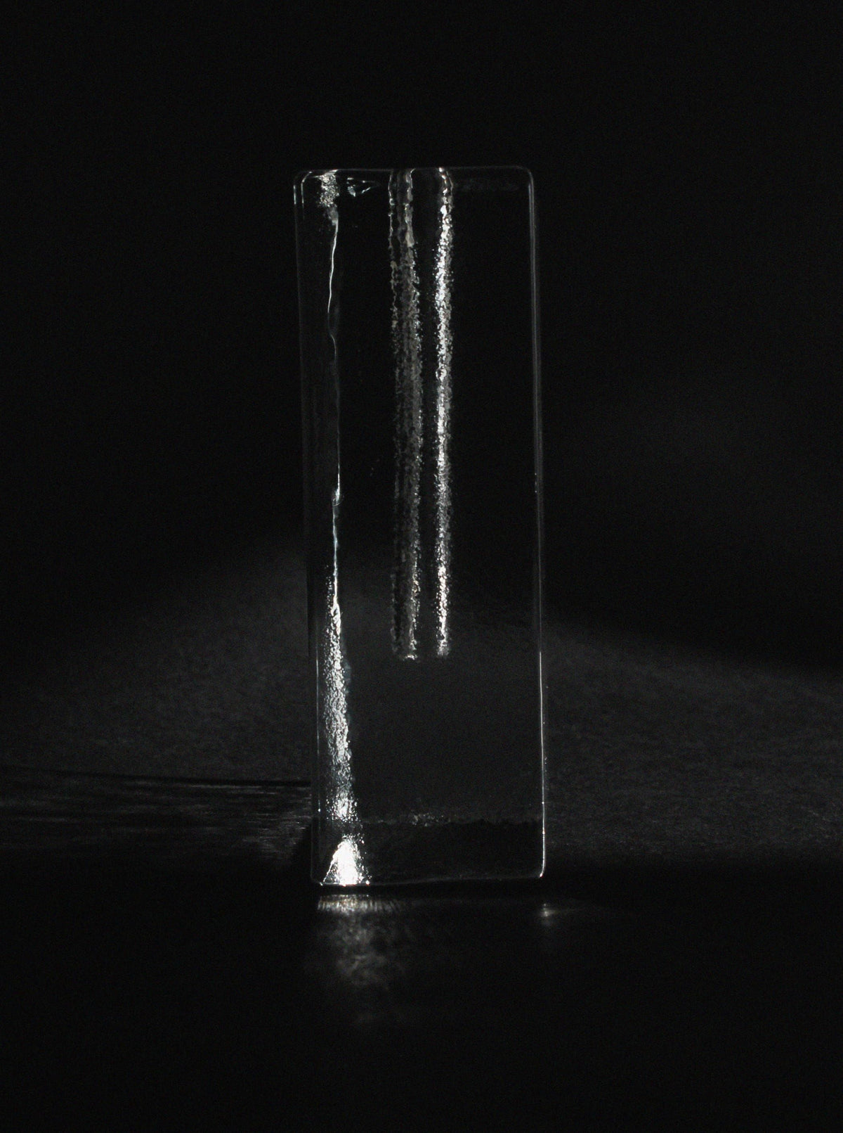 Clear ice glass solifleur vase with bubbled texture detail