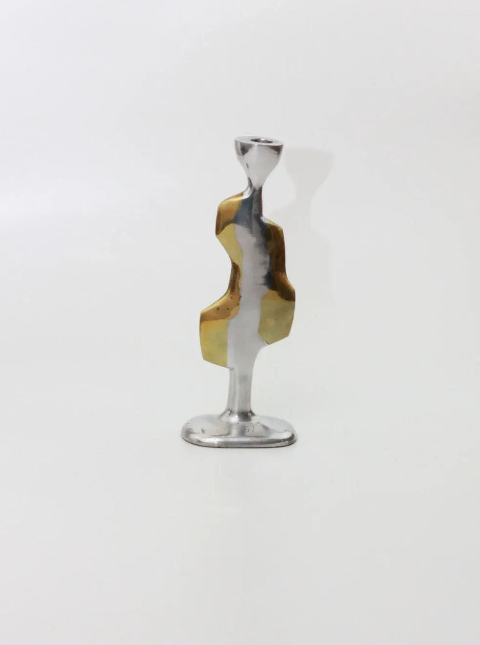 Vintage Pair of Brutalist Candleholders made of hammered metal