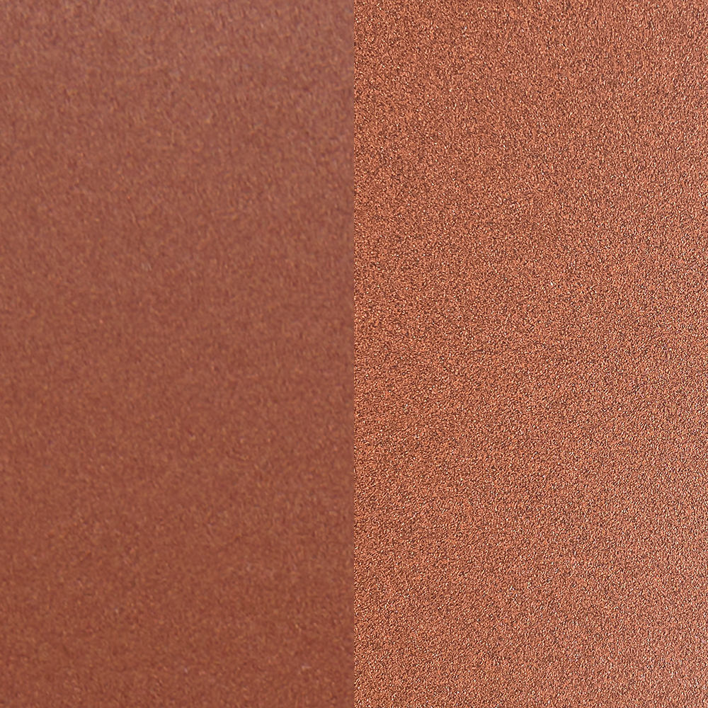 Copper leather texture detail of Double Jeu coffee table