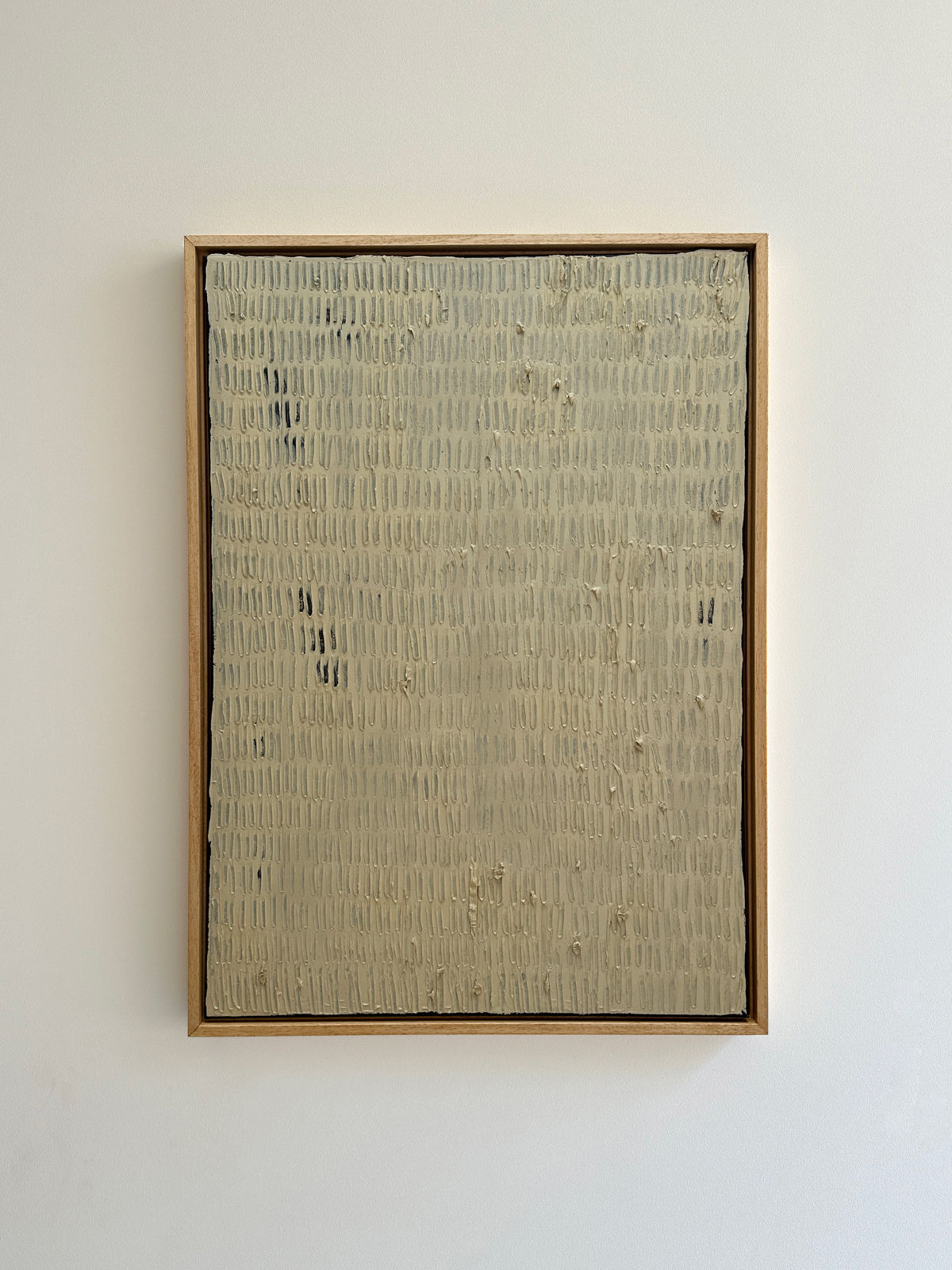 Buff Titanium abstract painting with textured brushstrokes by Roi Elmaliah