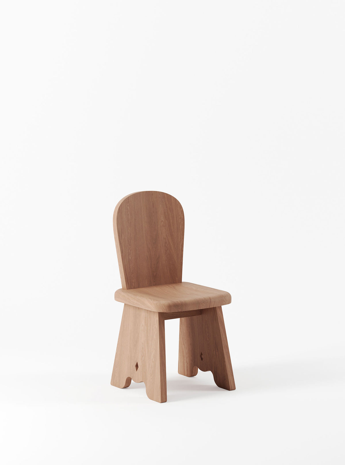 Rambling Chair in Natural French Oak Wood with curved armrests and woven seat