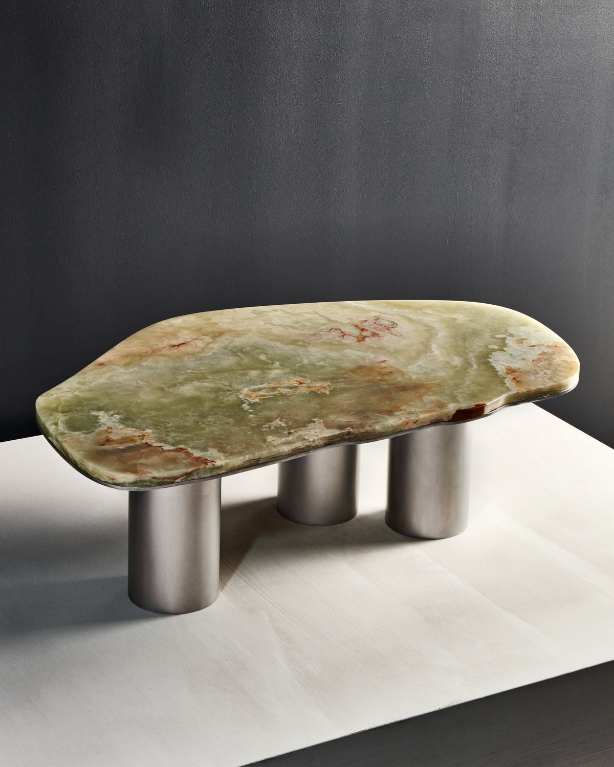 'Oni' Onyx Marble Coffee Table — side angle