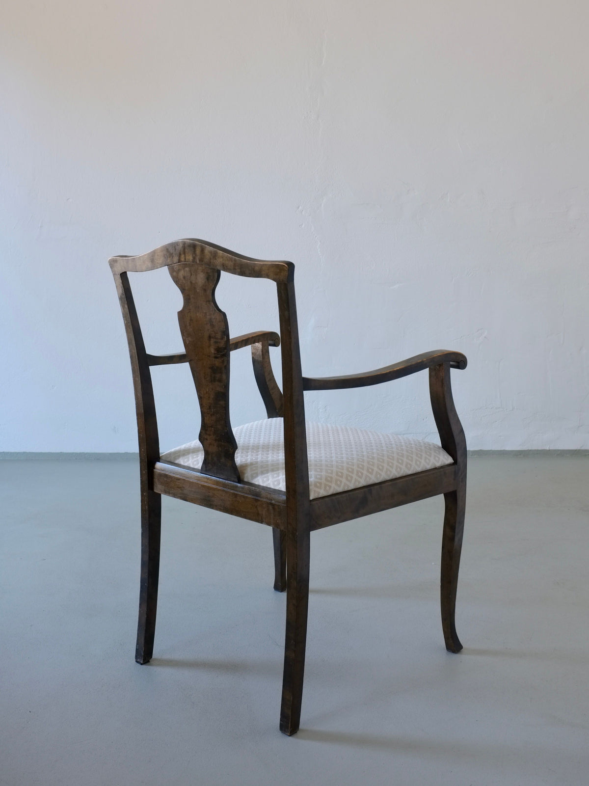 Swedish Grace satin birch armchair with upholstered seat, 1920s