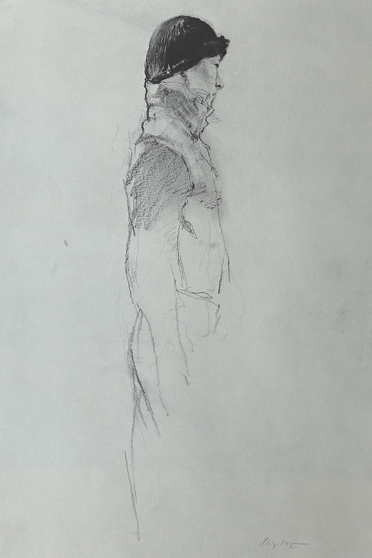 Andrew Wyeth pencil portrait sketch from art book collection
