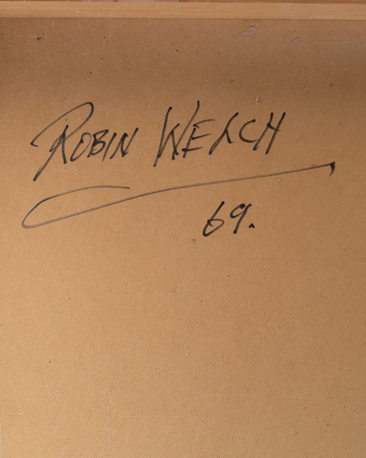 Artist signature detail showing "Robin Welch 69" on mixed media artwork