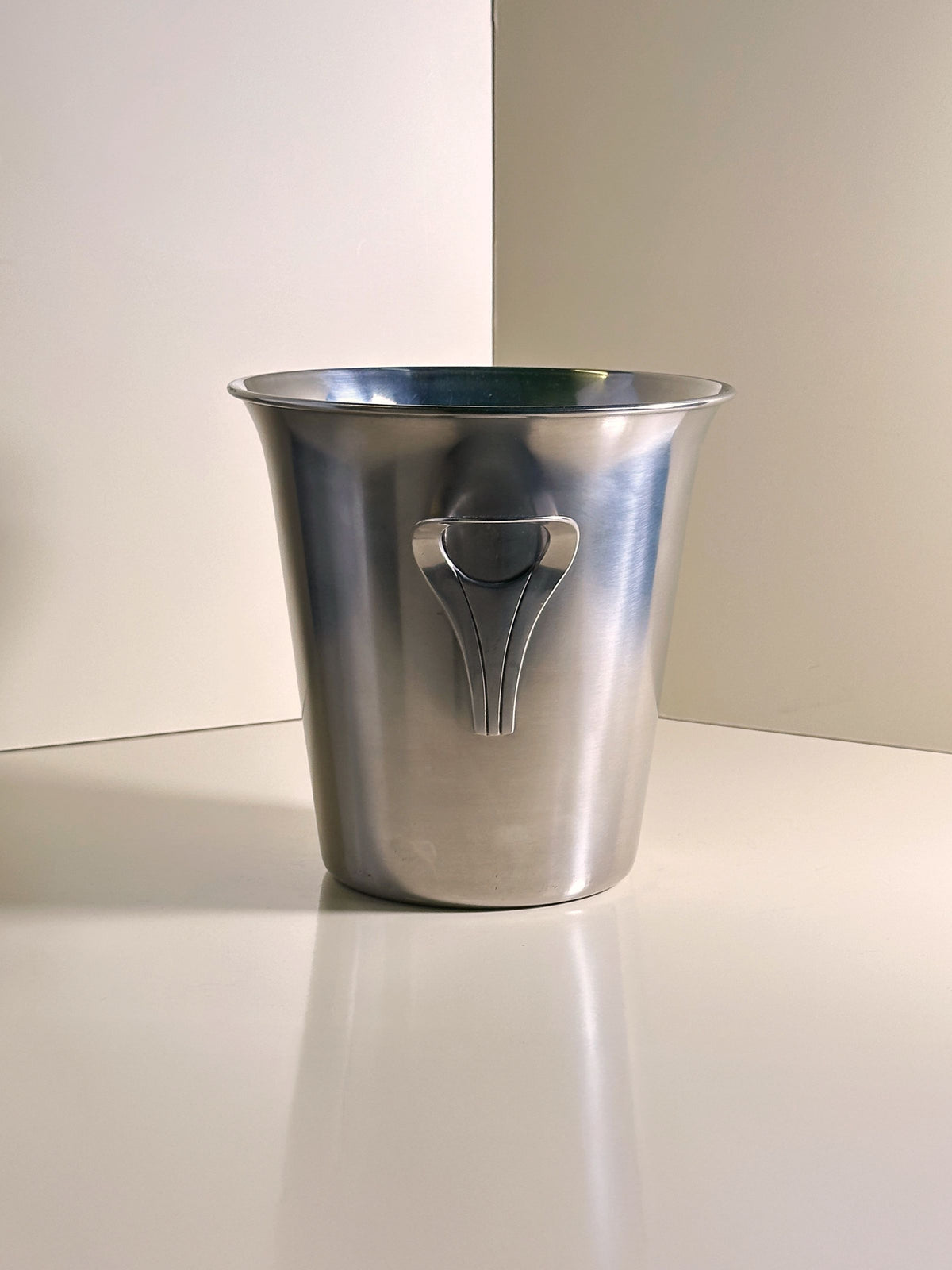French stainless steel champagne bucket with sleek modern design