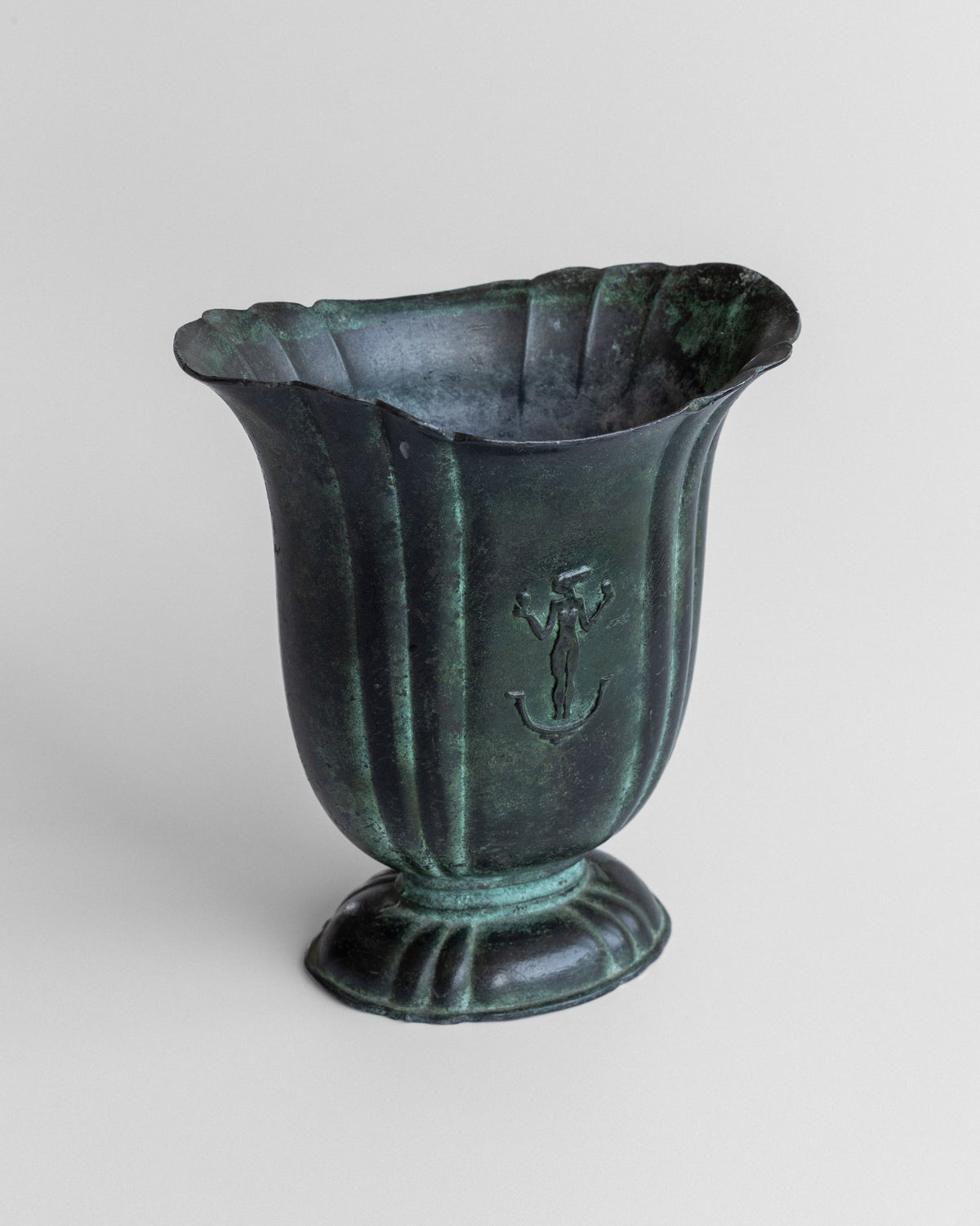 Cast iron Art Deco vase with anchor motif by C.G. Hallberg