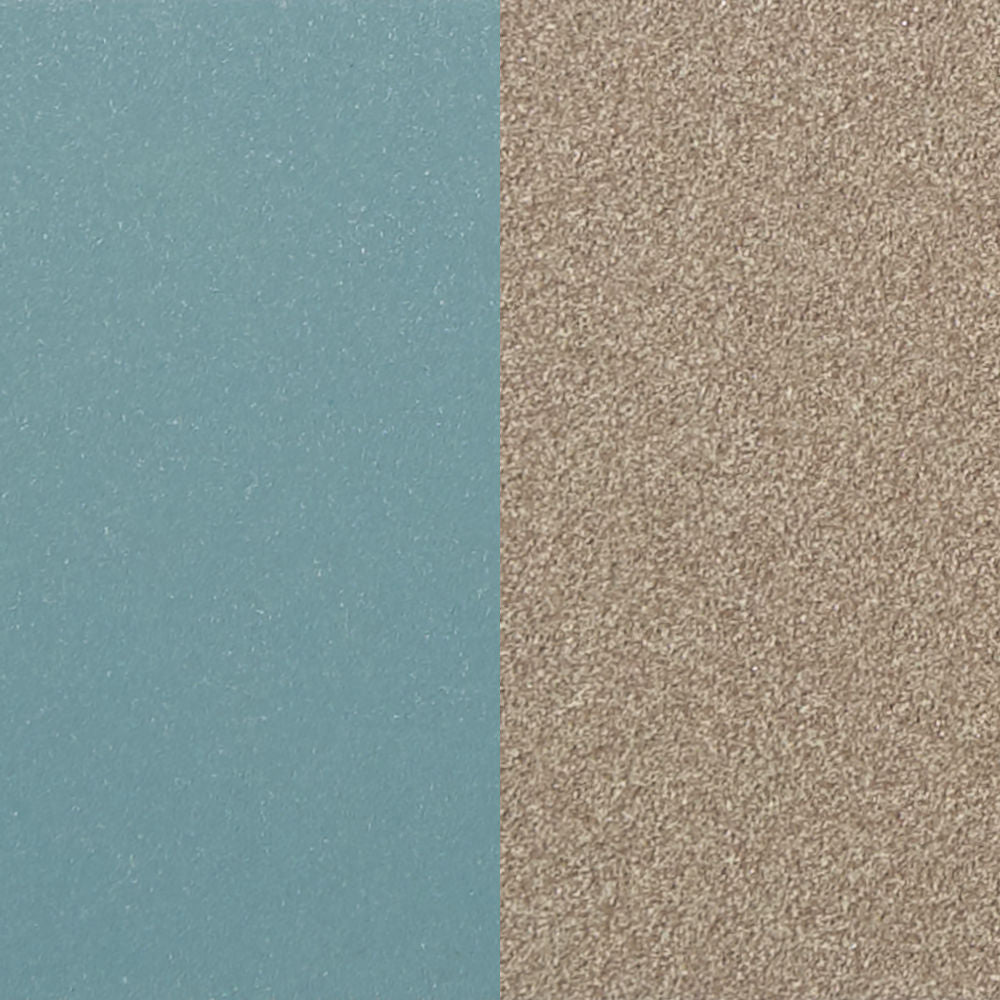 Dual-tone material swatches showing teal and beige carpet textures