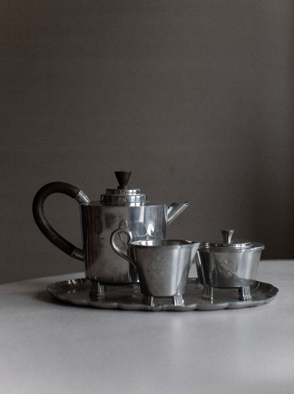 Art Deco Swedish Grace Tea-set with elegant floral patterns and gold trim