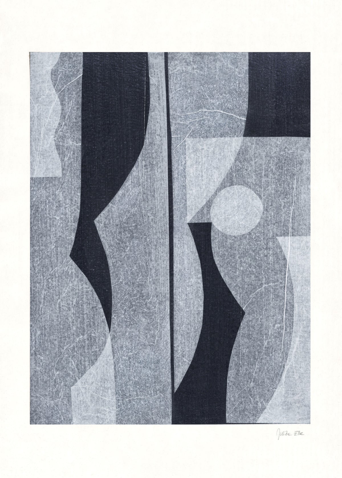 Abstract geometric drawing Fragment by Julita Elbe in grayscale tones