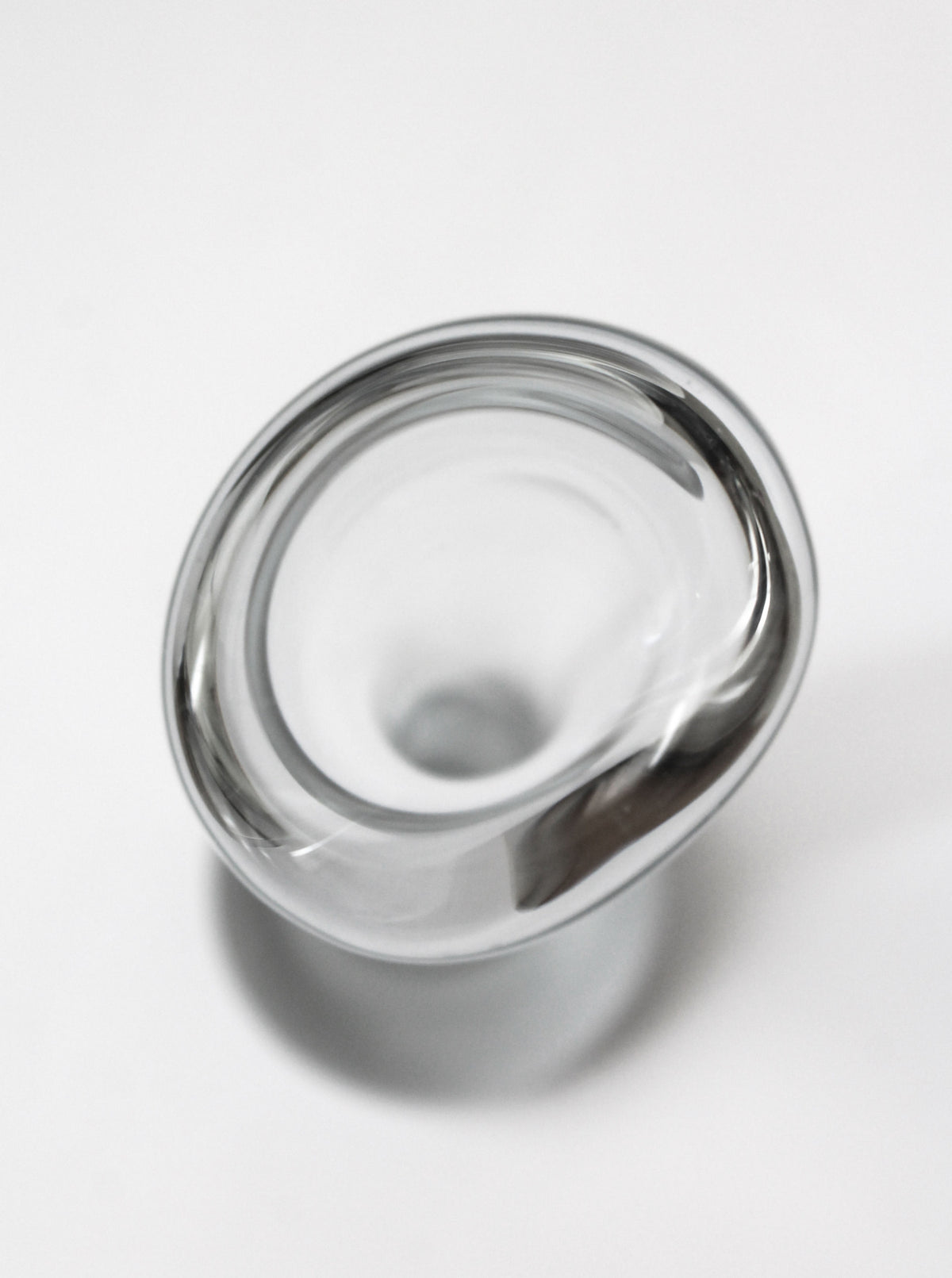 Clear glass solifleur vase viewed from above showing circular opening
