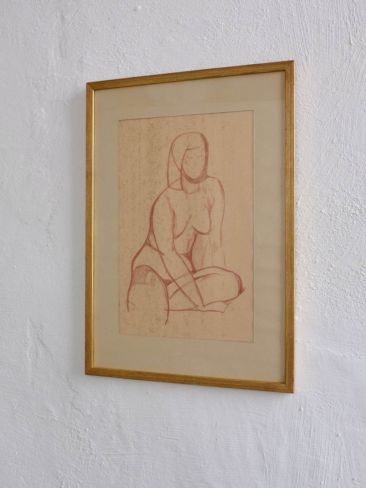 Modernist nude figure drawing detail by Gustaf Höglund 1960s