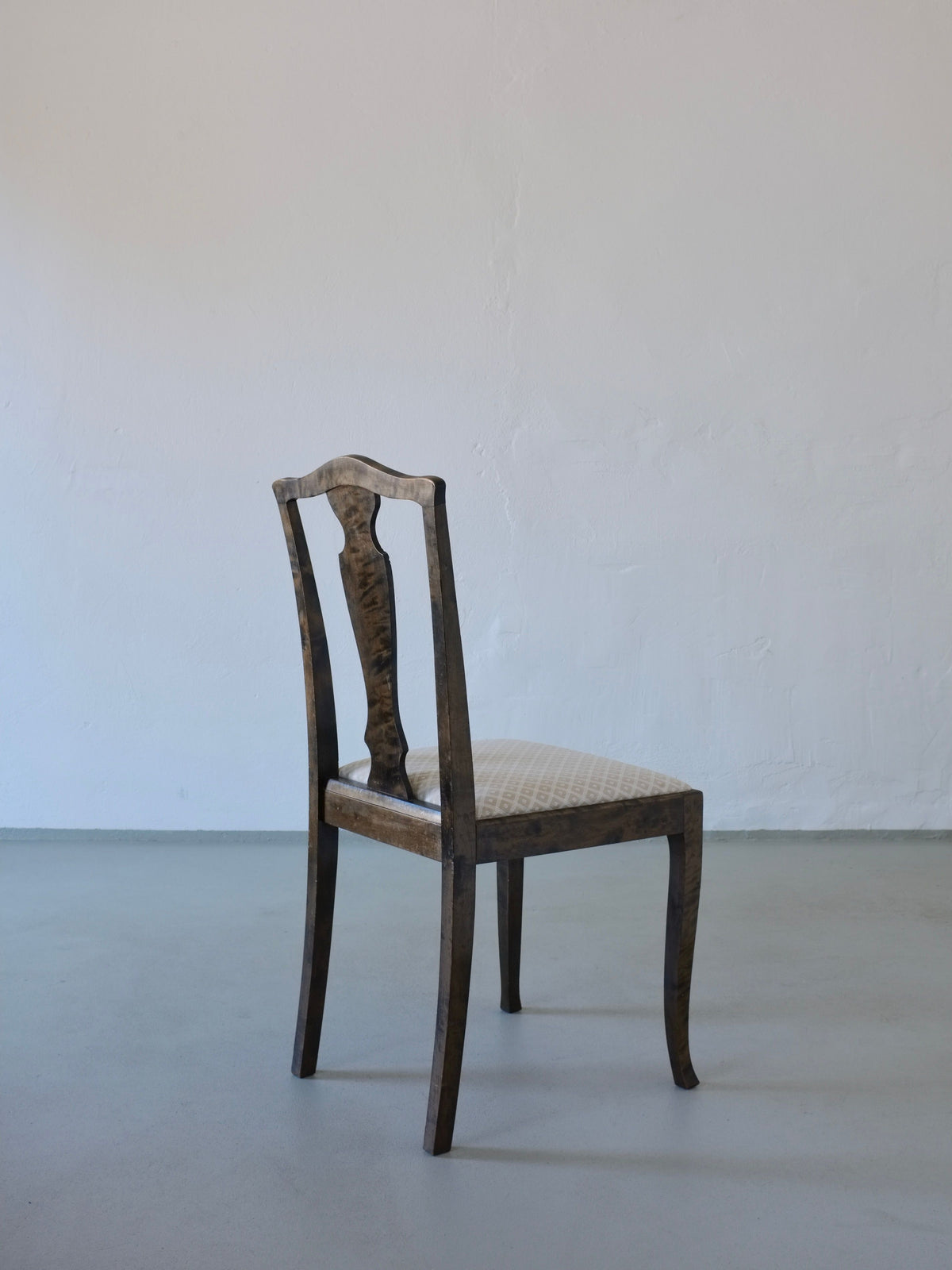 Profile view Swedish Grace satin birch dining chair 1920s