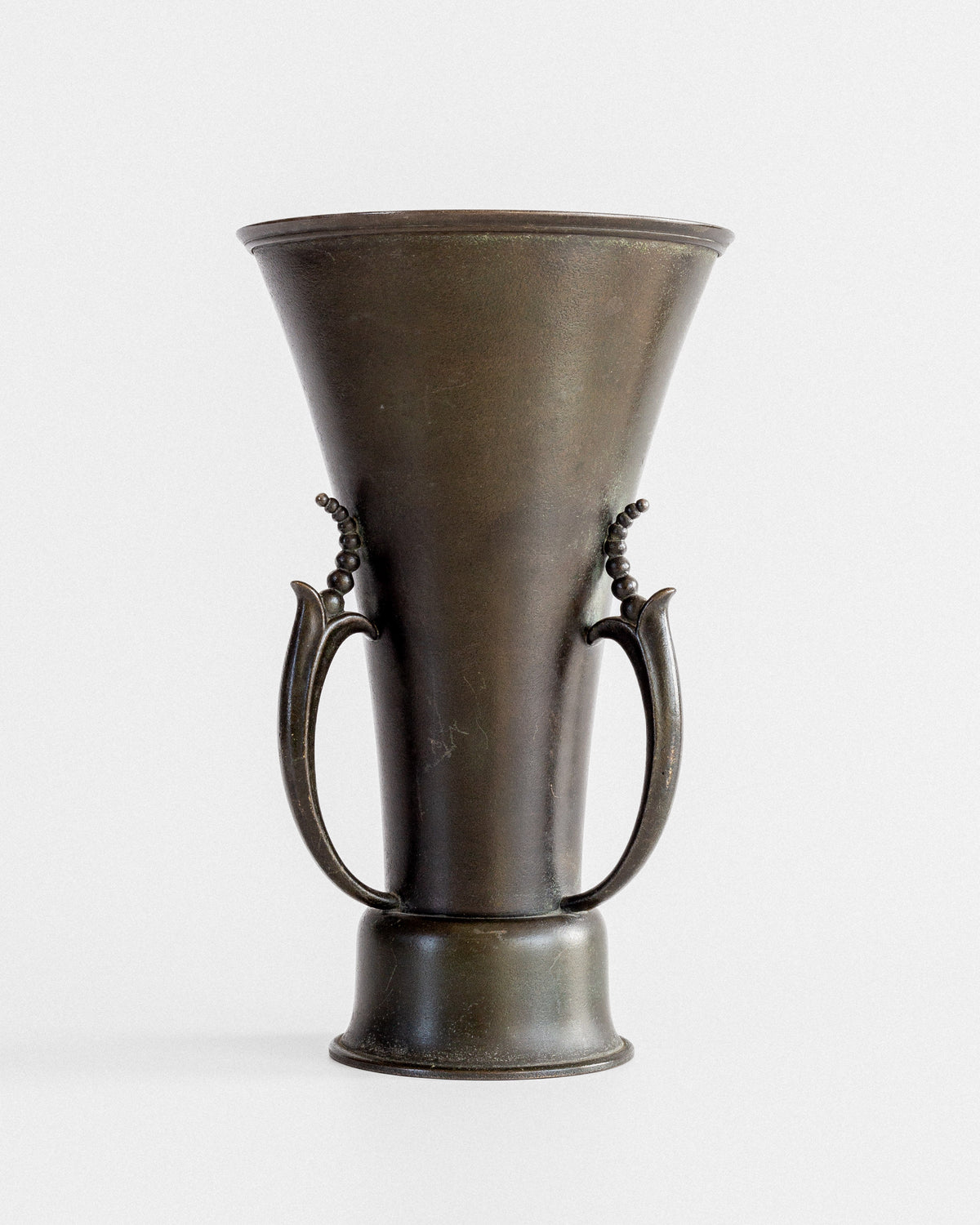 Bronze vase with ornate handles, Grace design by Ystad Metall 1930s