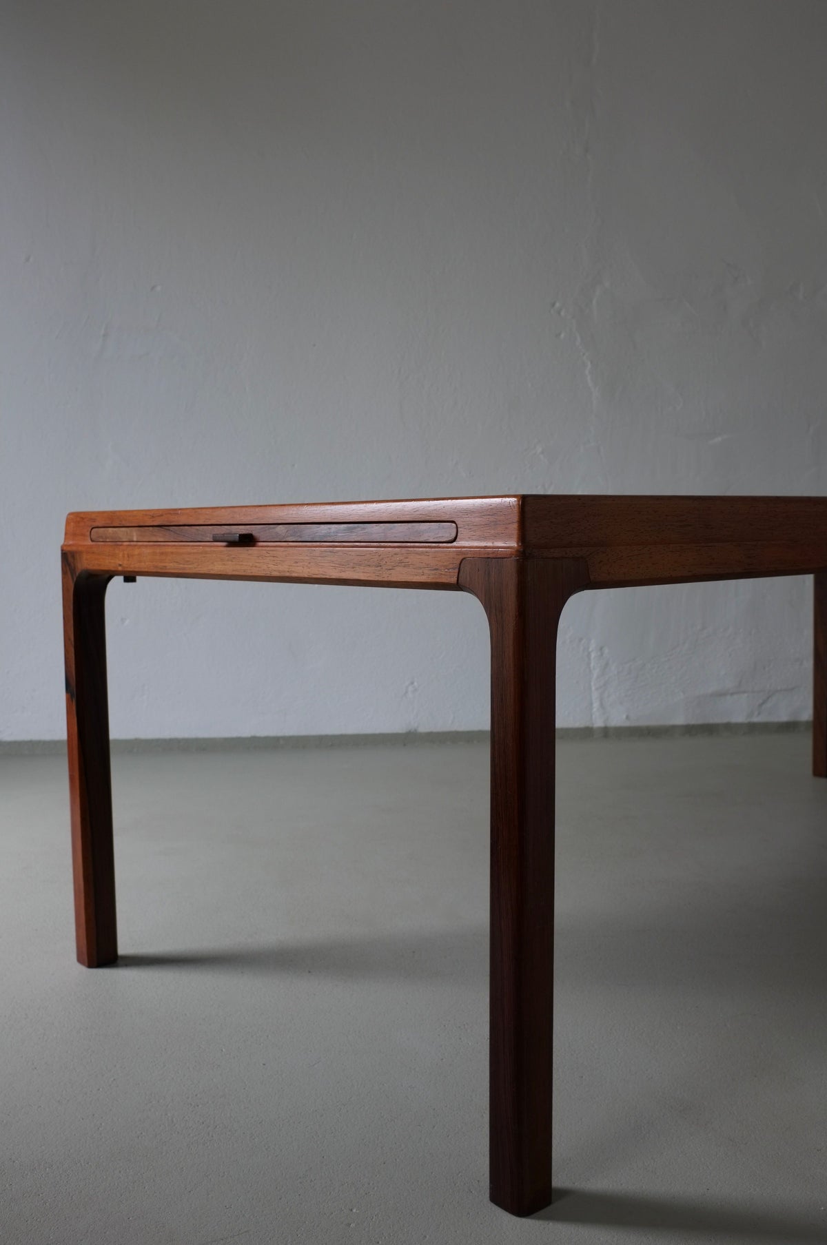 Johannes Andersen rosewood coffee table corner detail with drawer