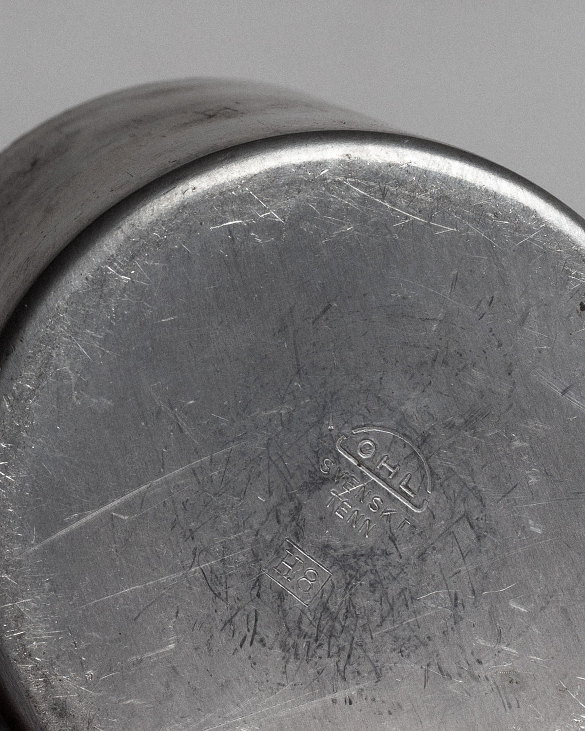 Bottom detail of Art Deco pewter box showing maker's mark