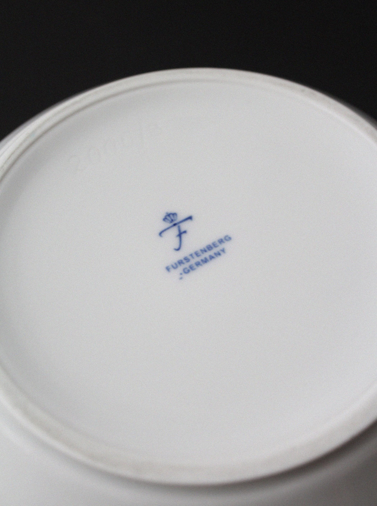 Bottom view of Fürstenberg porcelain teapot showing maker's mark