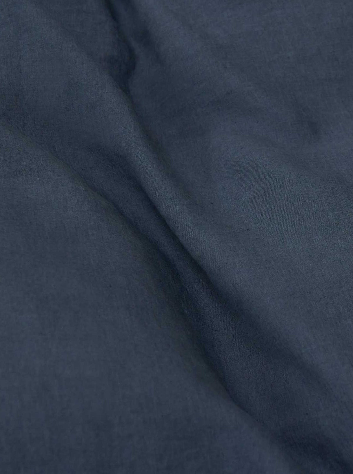 Washed Linen Bed Set Stormy Blue — close-up of soft linen texture