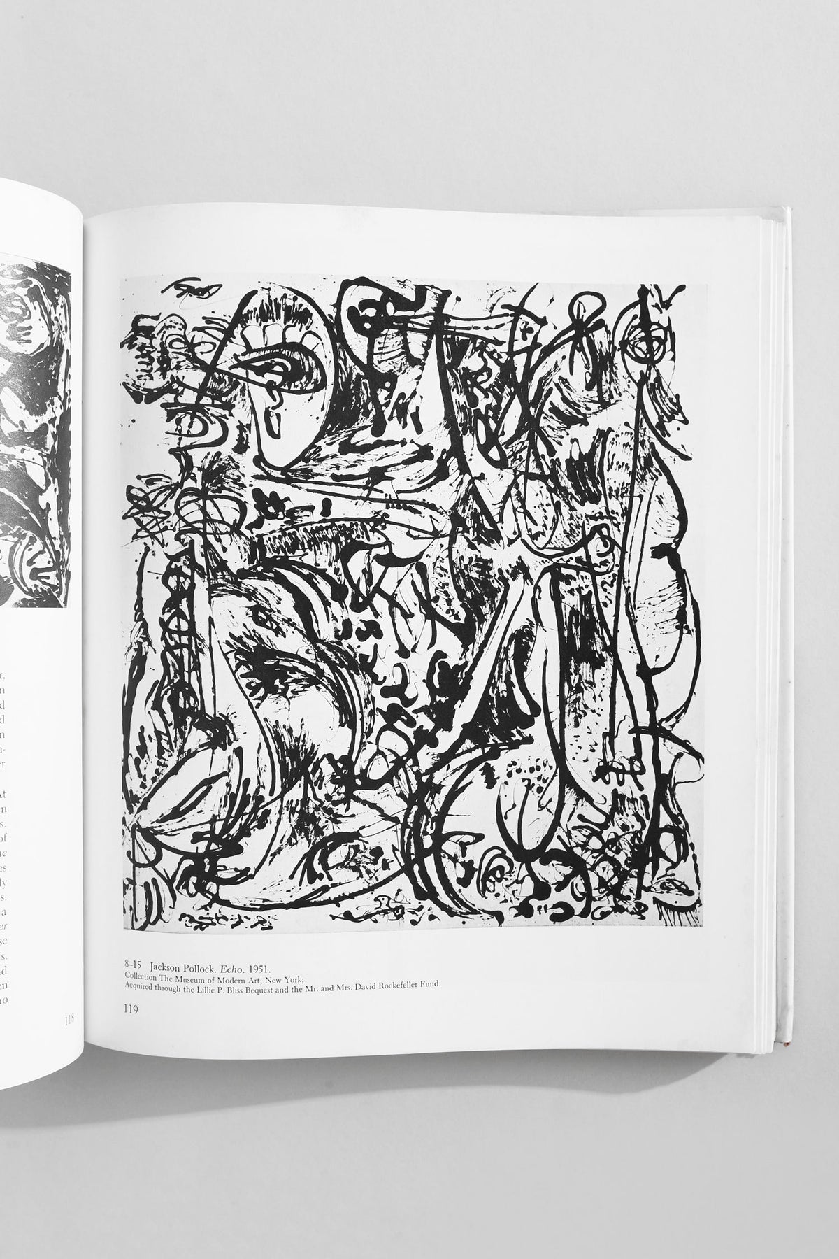 Abstract expressionist artwork page from Jackson Pollock art book
