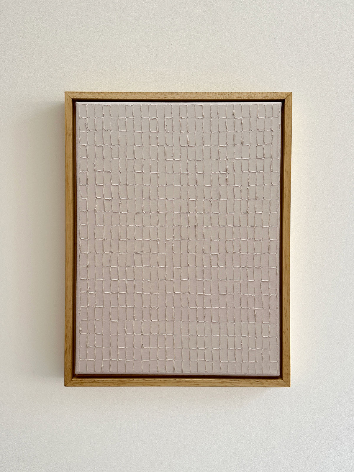 Abstract textured painting with grid pattern in neutral flesh tones