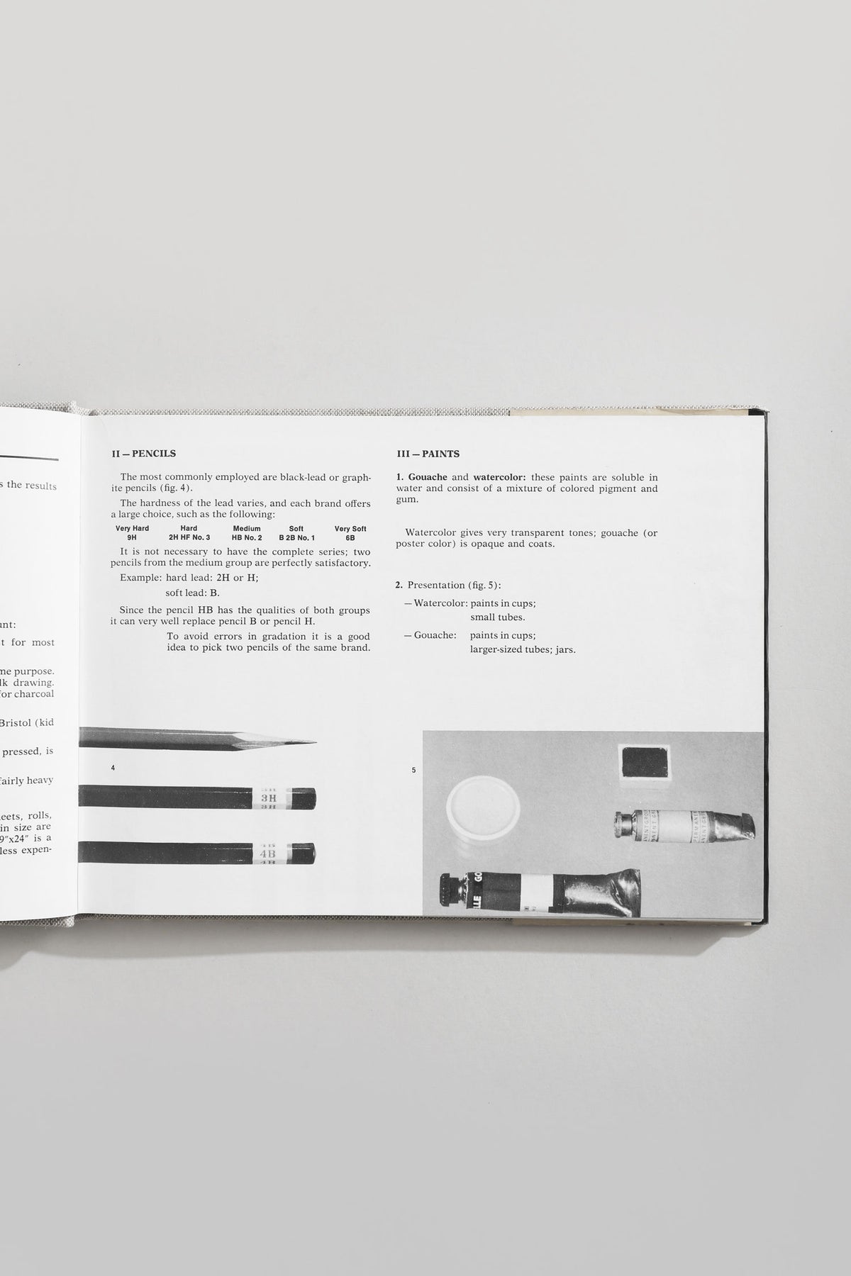 Open 1968 art instruction book showing pencil and paint techniques