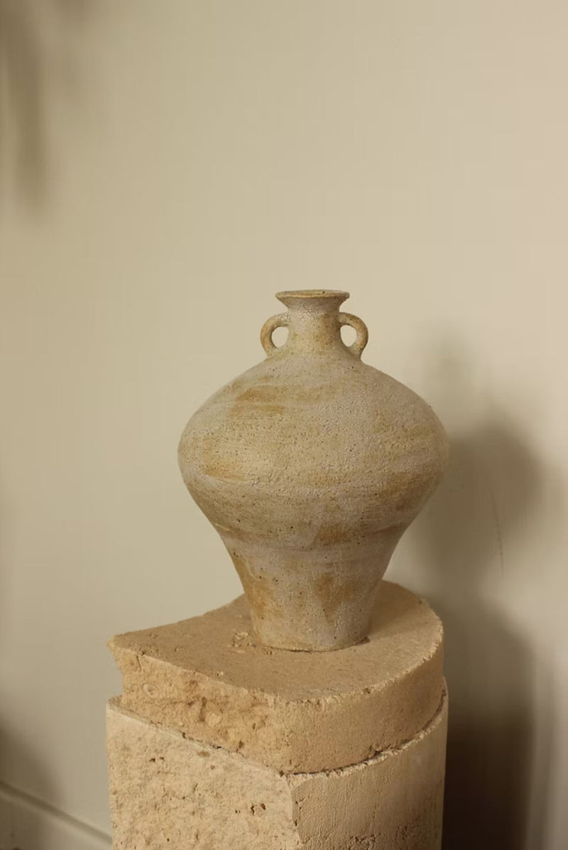 Large ceramic amphora vessel with twin handles by Emma Lindegaard