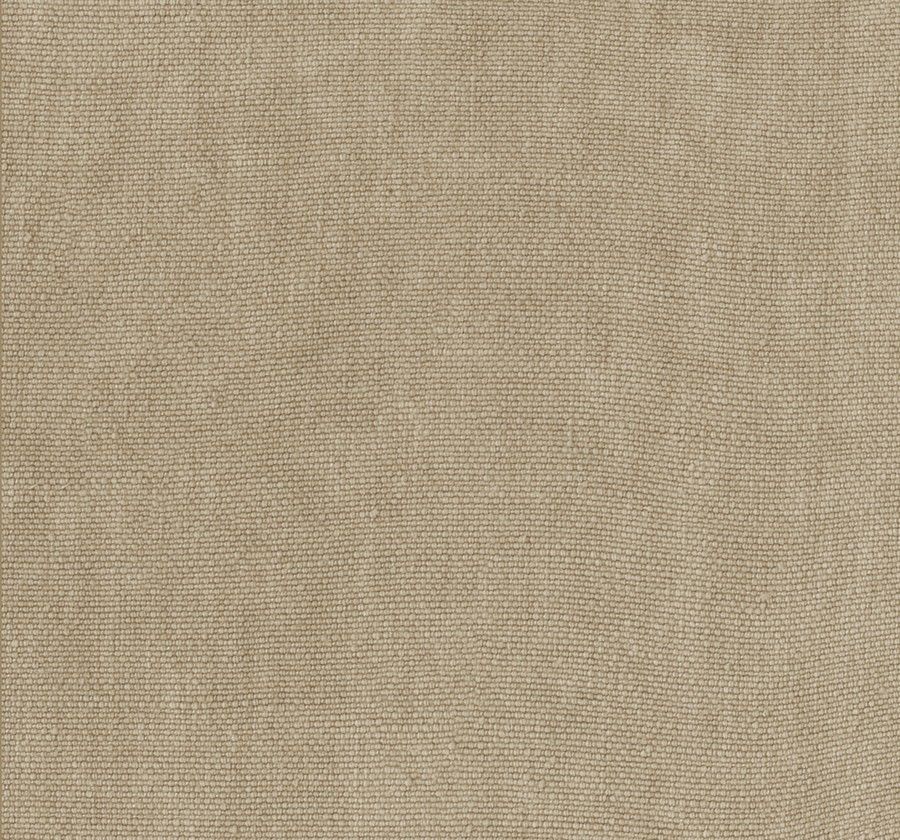 Experience the fine details of the FORMA by FEBRERO SHOP, showcasing a beige linen fabric with a coarse, woven texture. The tightly interwoven fibers form a consistent pattern across its surface, making it an ideal choice for an elegant armchair.