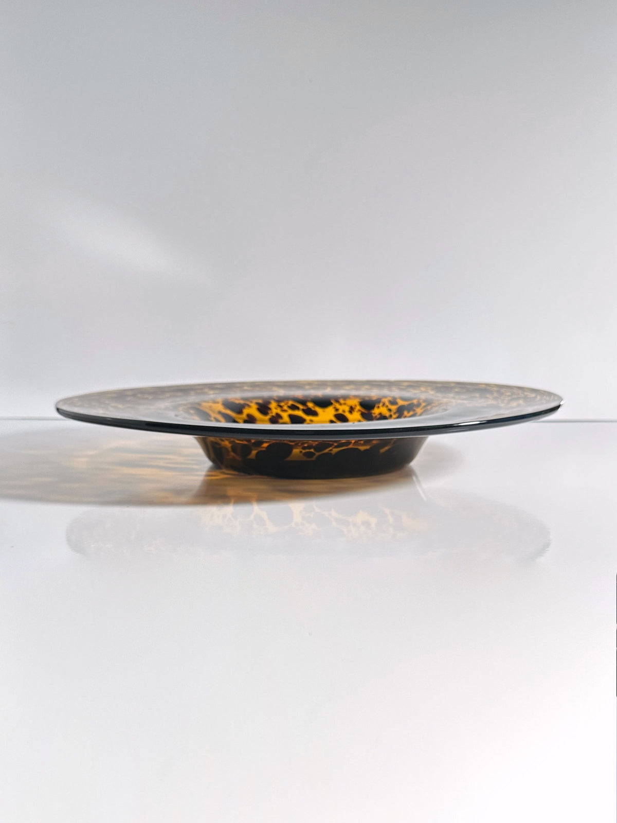 Large Murano tortoise glass bowl side profile view 1970s vintage