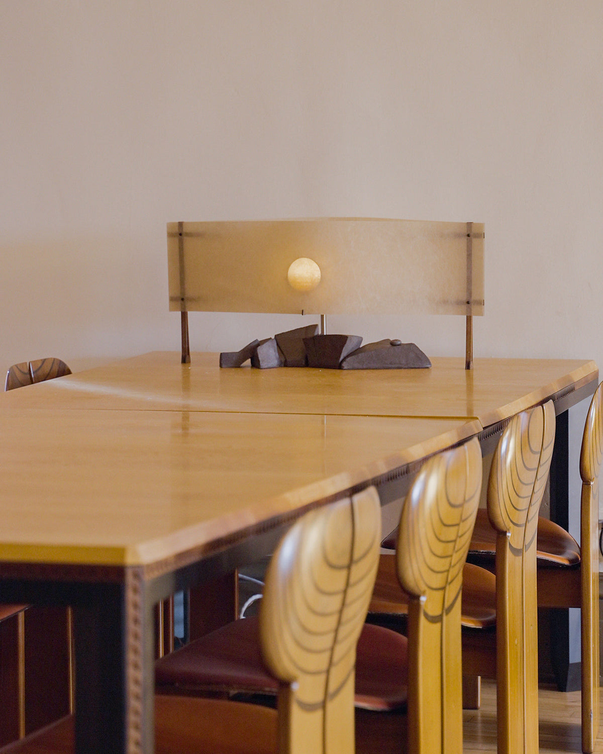 Sunrise table lamp by Gordon Moore Studio in dining room setting