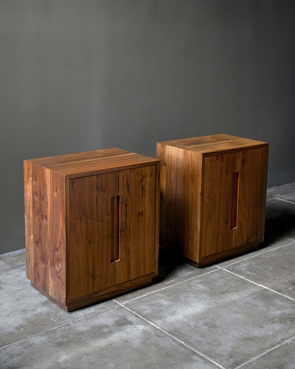 Pair of 'Bahia' Nightstands — close-up of walnut wood finish