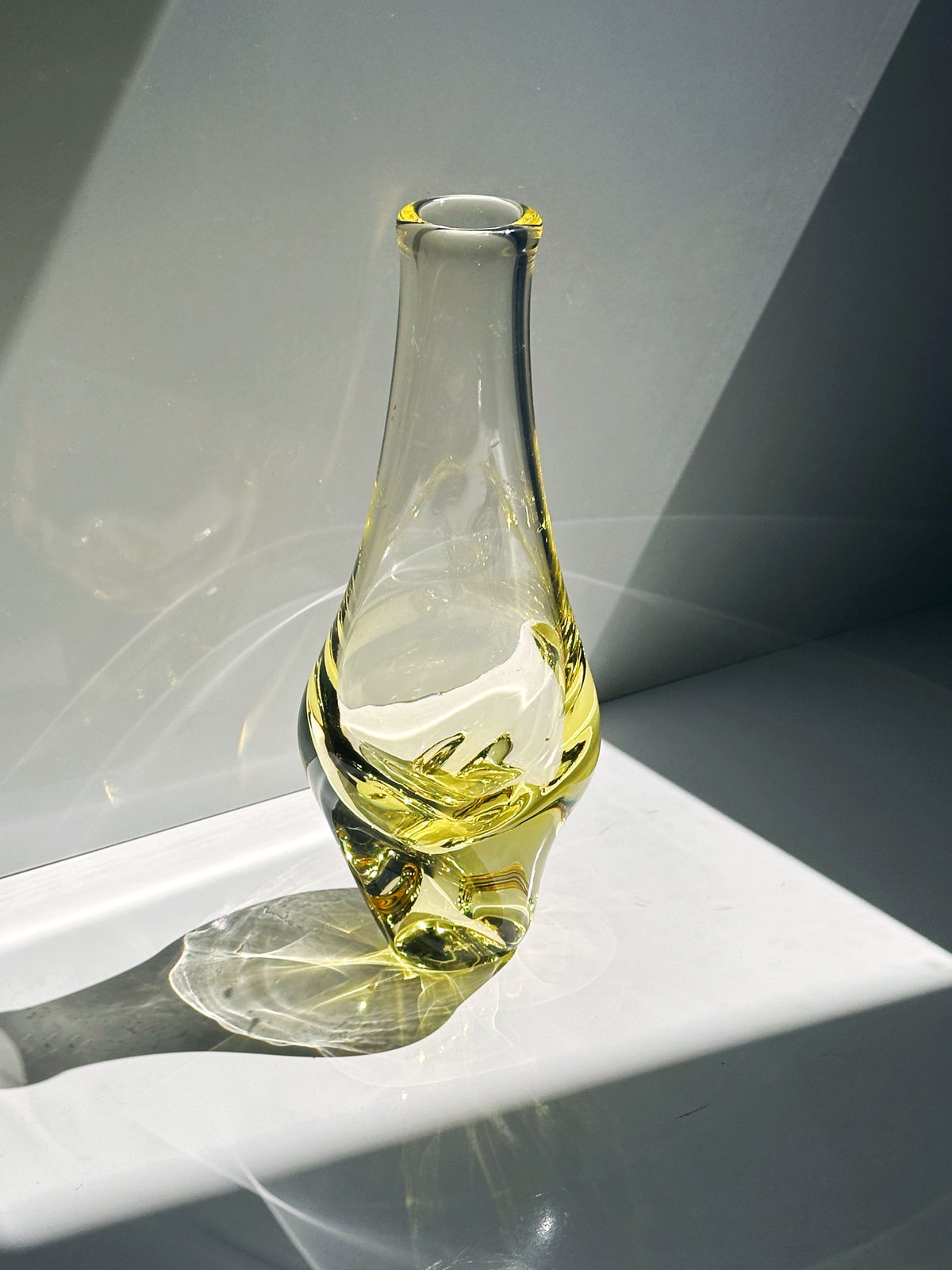 Bohemian citrine glass vase with twisted base detail by Klinger