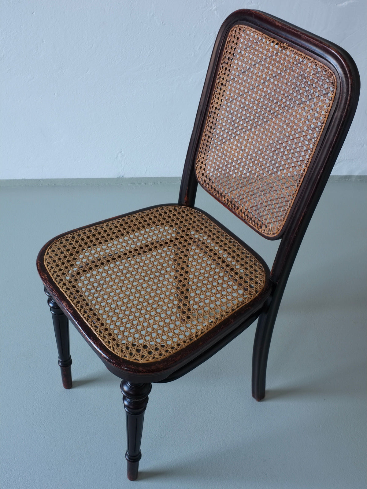 Vintage Thonet bentwood cane chair detail view, Austria 1906