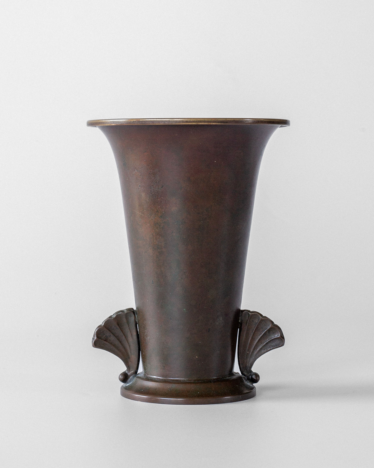 Art Deco bronze vase with shell handles, Danish 1930s design