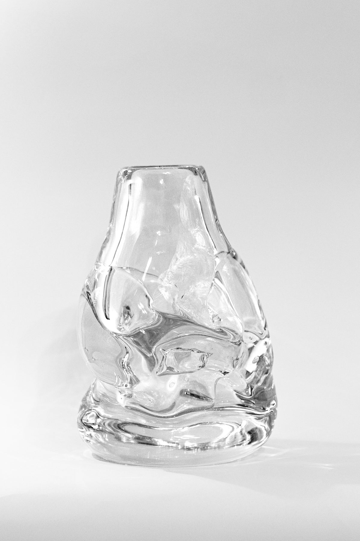 Hand-blown Glass Vase — back view highlighting clear glass texture